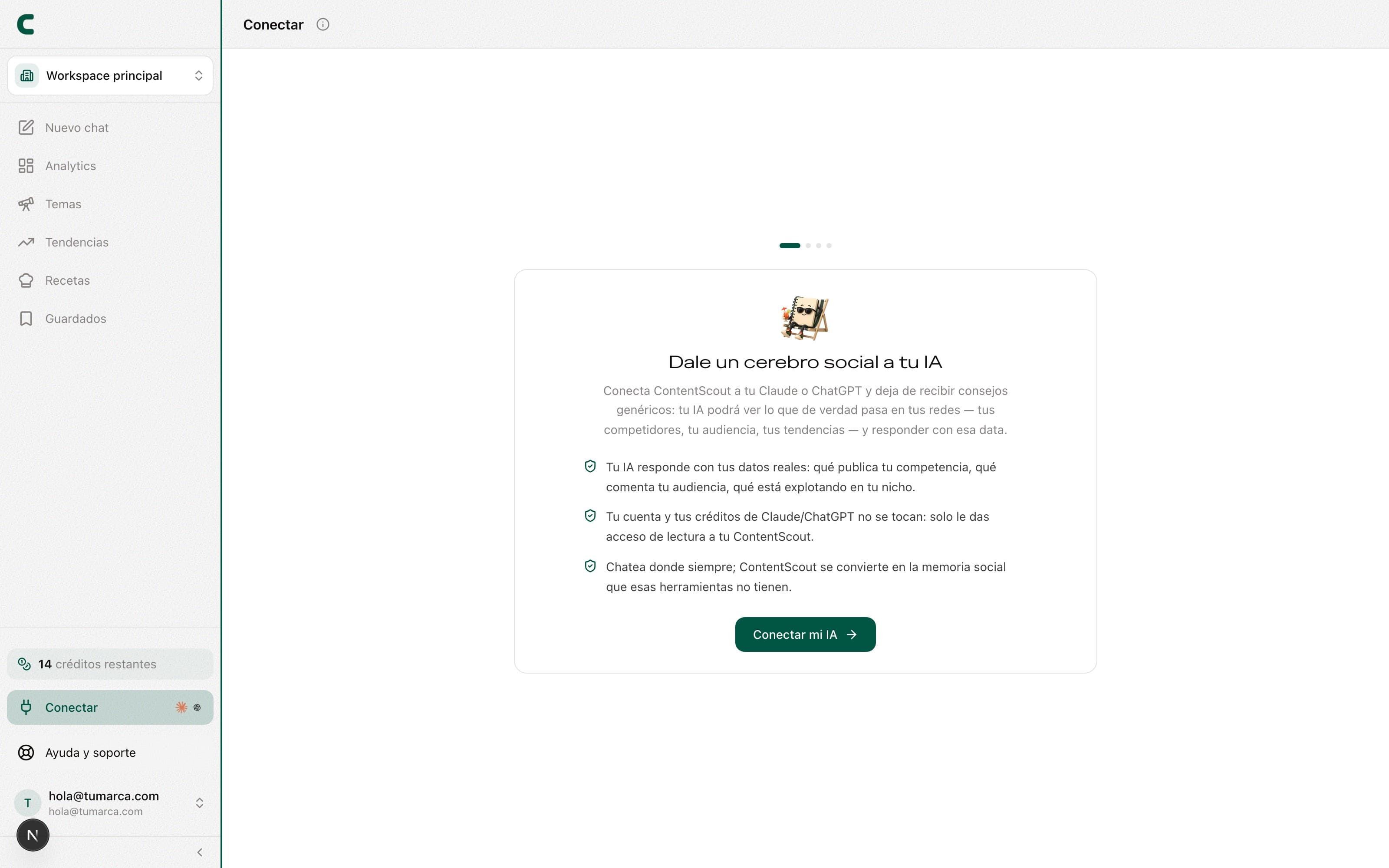 La página Conectar con las tarjetas de Claude y ChatGPT