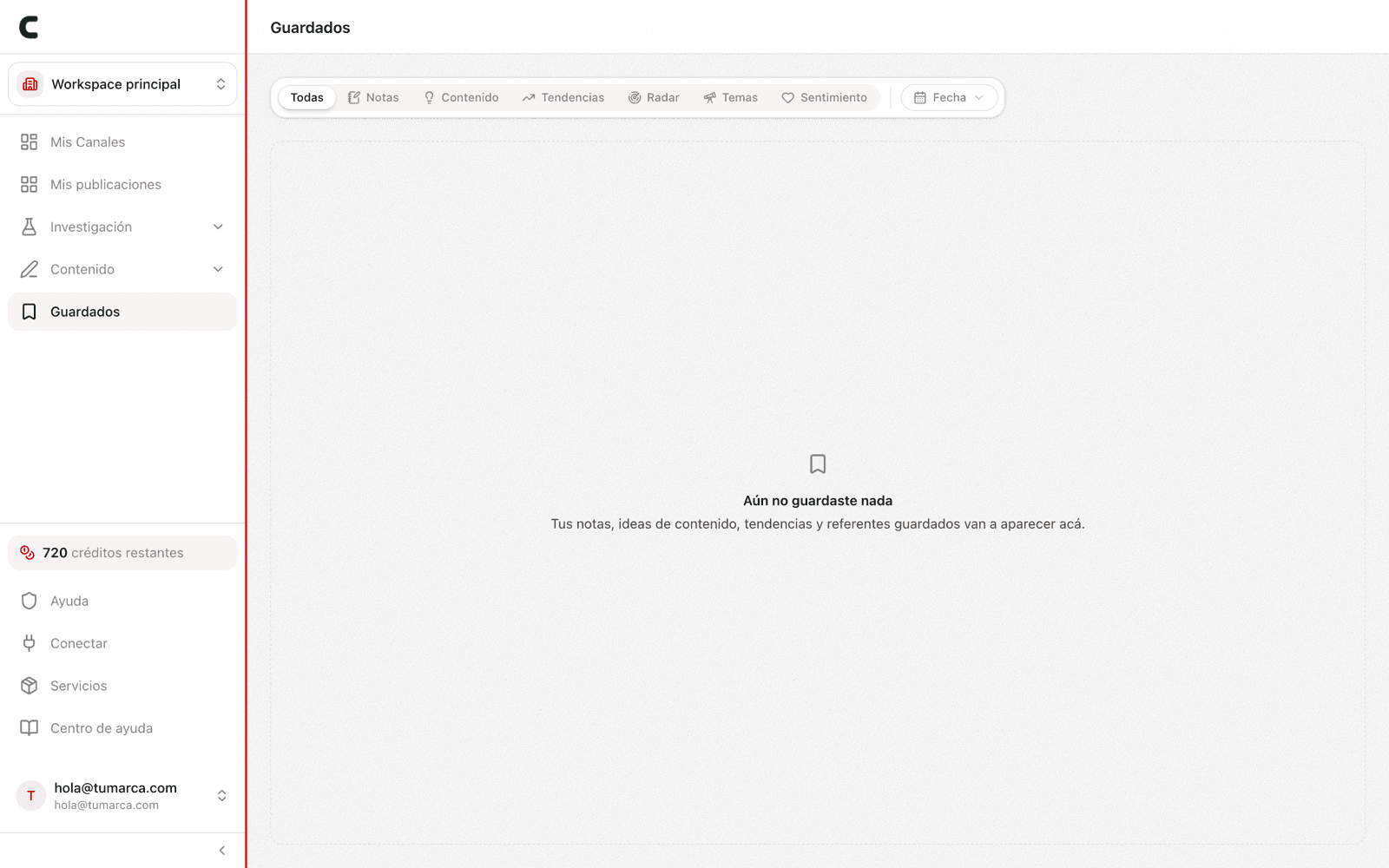 Tu biblioteca de Guardados con sus pestañas