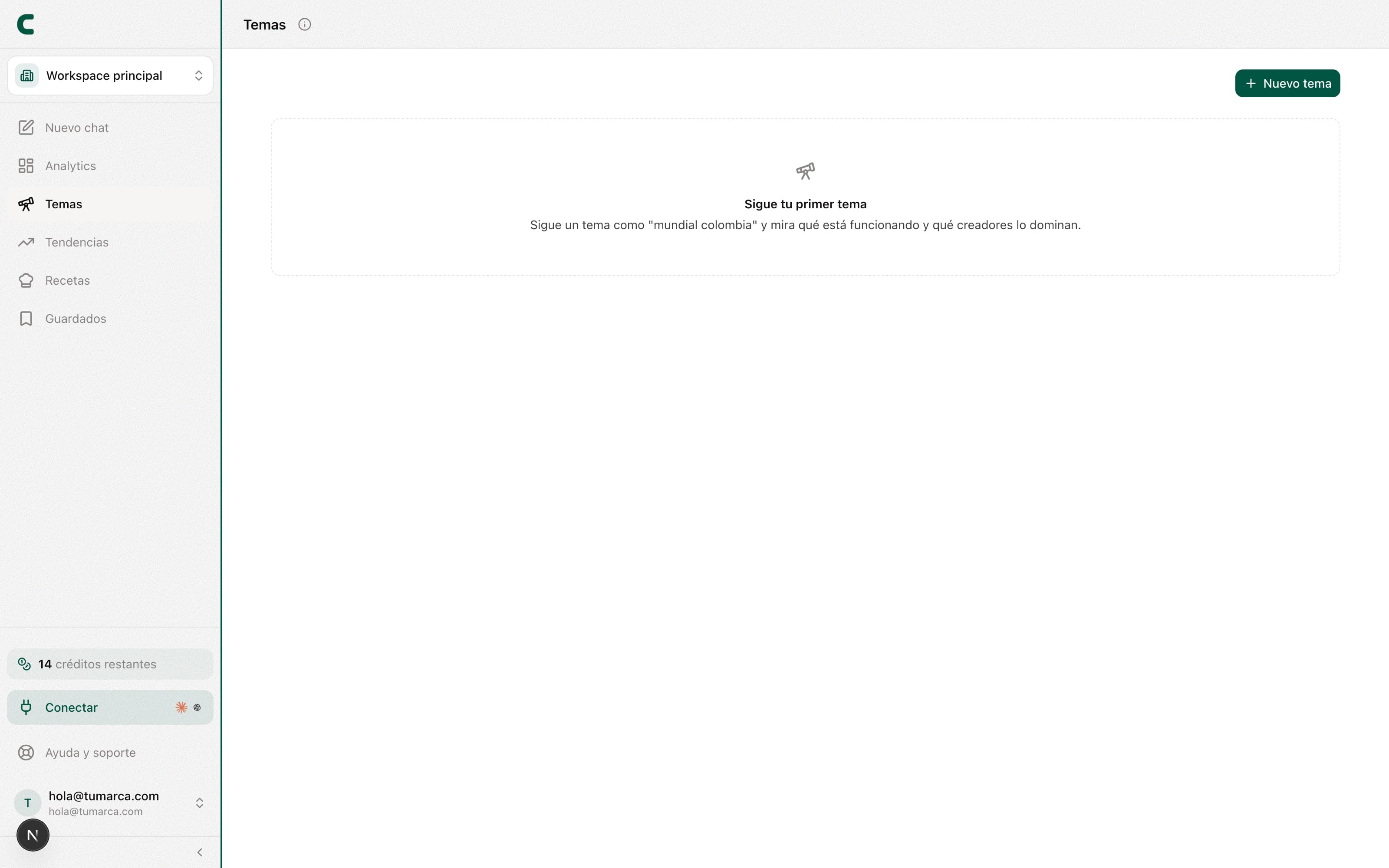 La página Keywords con tus búsquedas guardadas